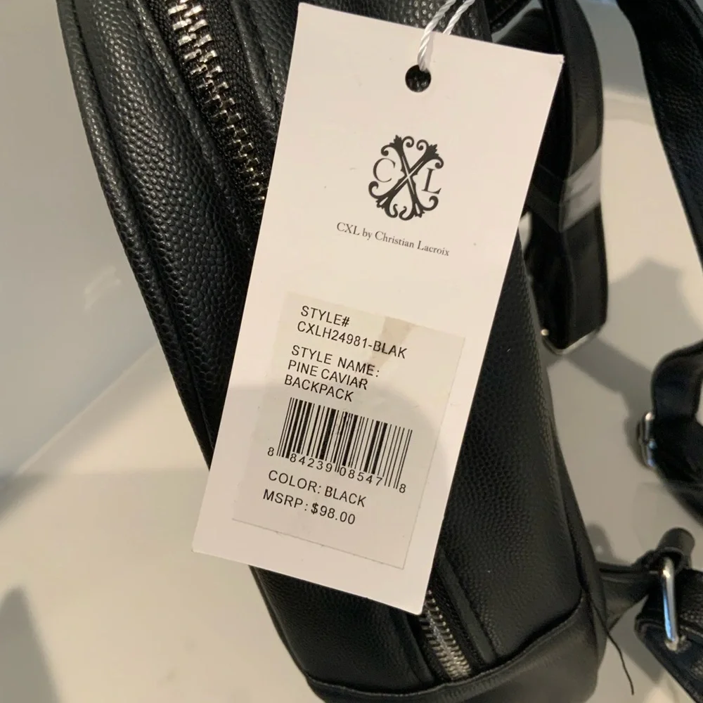 CXL by Christian Lacroix Backpack Black Pine Caviar Faux Leather CXLH24981-BLAK